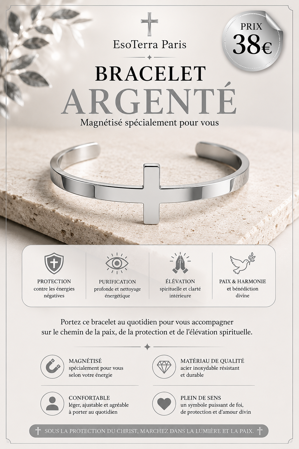 Kit Purification & Protection Énergétique — Croix Chrétienne
