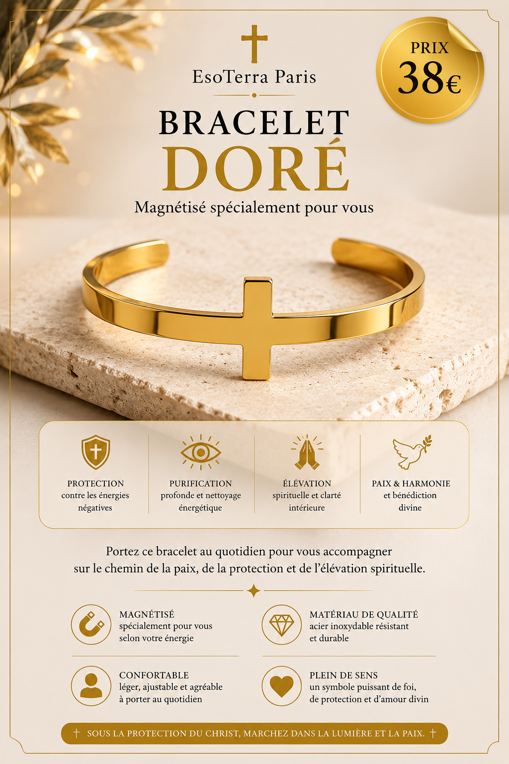 Kit Purification & Protection Énergétique — Croix Chrétienne