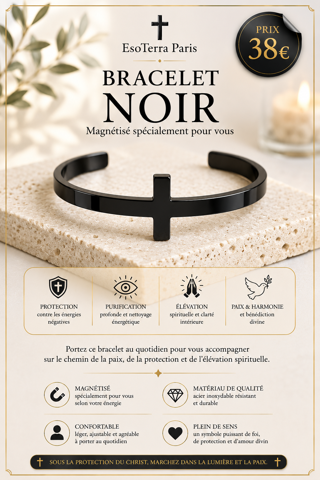 Kit Purification & Protection Énergétique — Croix Chrétienne