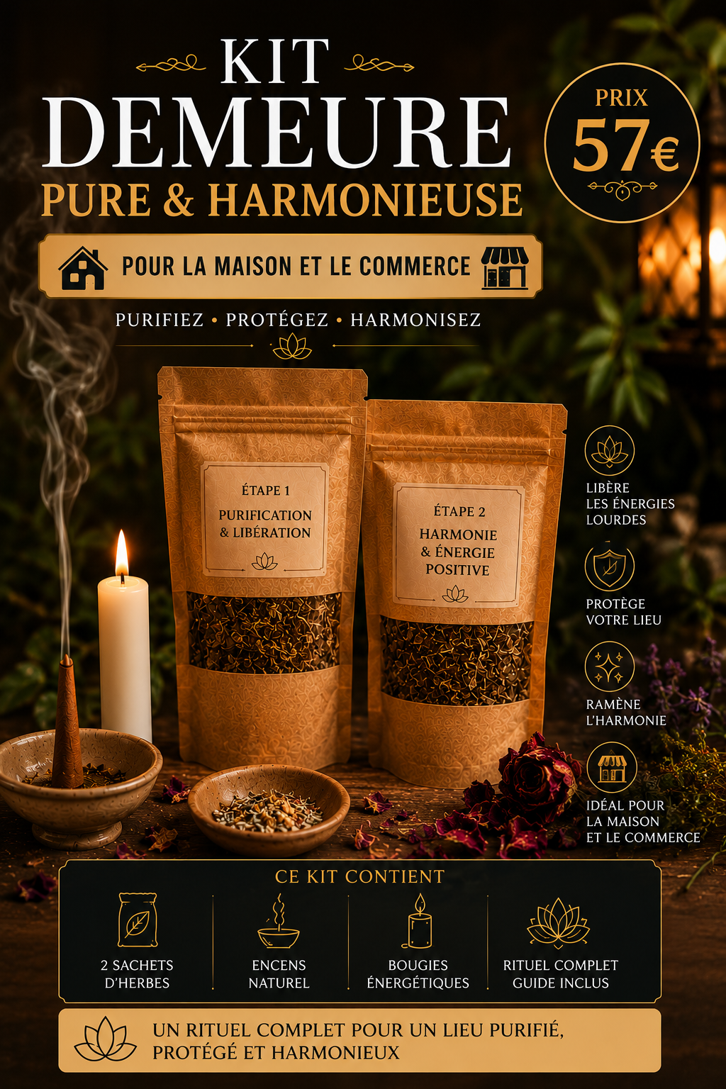 Kit Demeure Pure & Harmonieuse — EsoTerra Paris — rituel de purification en 2 étapes