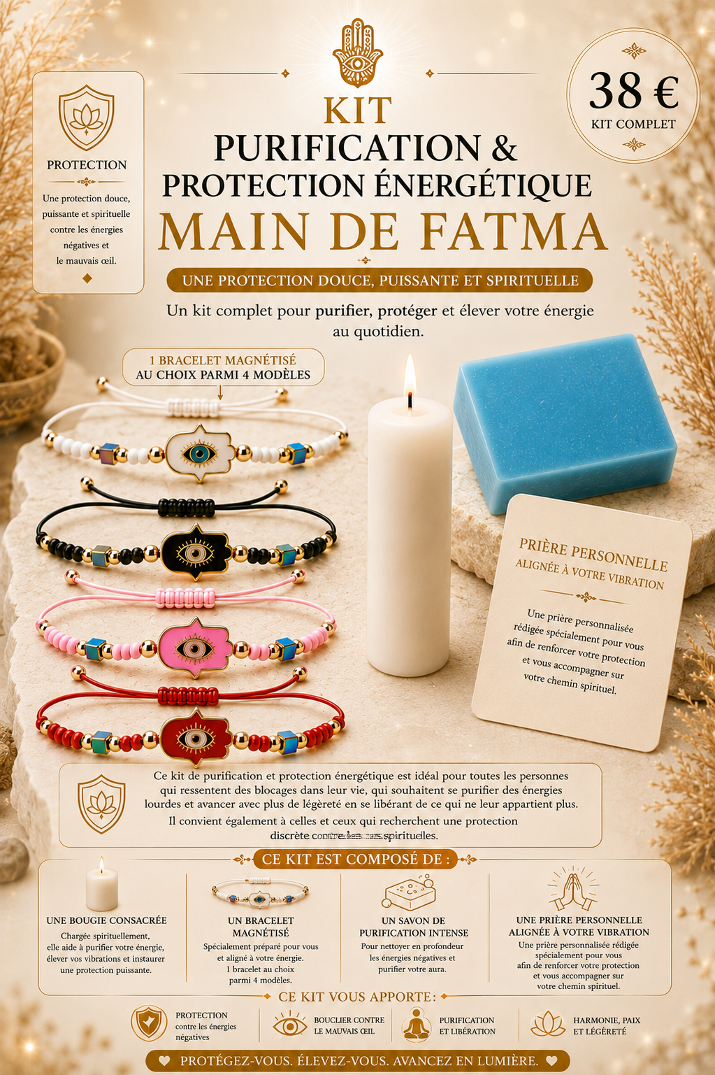 Kit Protection & Purification Énergétique Main de Fatma