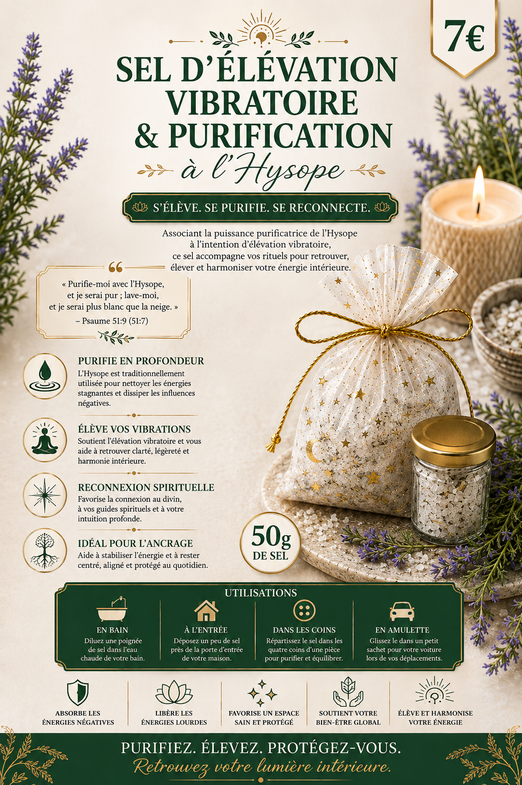 Sel d'Élévation Vibratoire & de Purification à l'Hysope 🌿✨