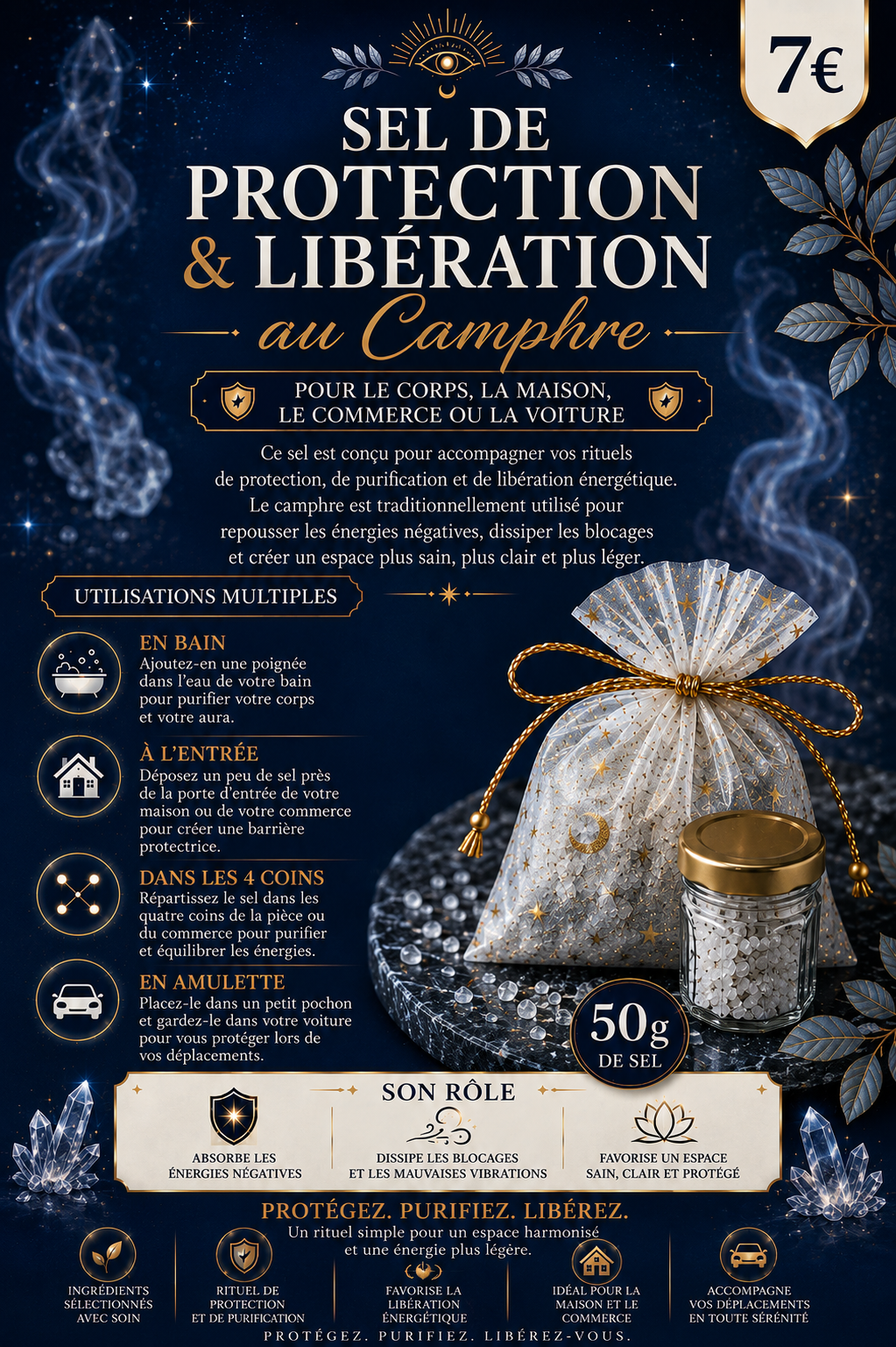 Sel de Protection & libération au Camphre 🛡️✨